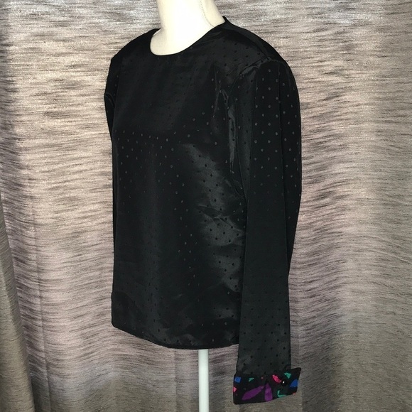 PETERS & ASHLEY VINTAGE BLACK POLKA DOT PULLOVER BLOUSE size 10 - Picture 6 of 11